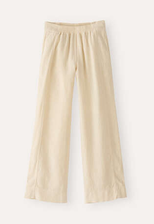 Hose mit weitem Bein, Natur/Creme, webstill
