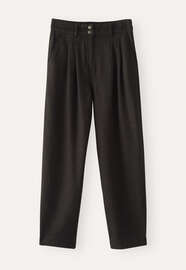 Schmal zulaufende Hose, Schwarzbraun, webstill
