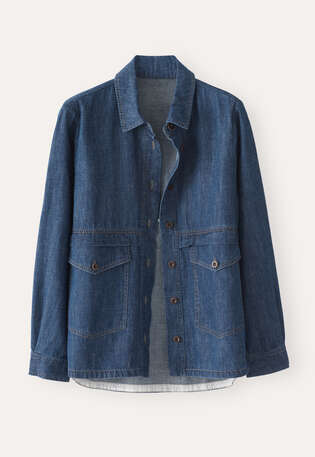 Indigo-gef&auml;rbtes Overshirt, Dunkles Denimblau, webstill