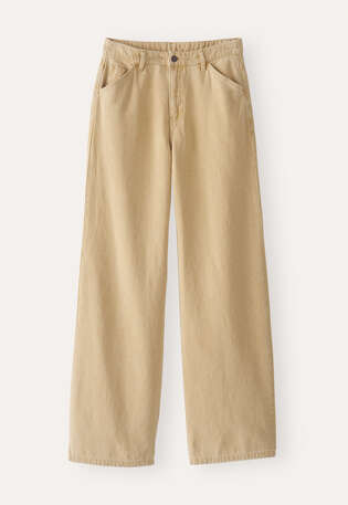 Jeans mit geradem Bein, Gewaschenes Sandbeige, webstill