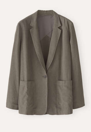Blazer mit aufgesetzten Taschen, Khakibraun, webstill