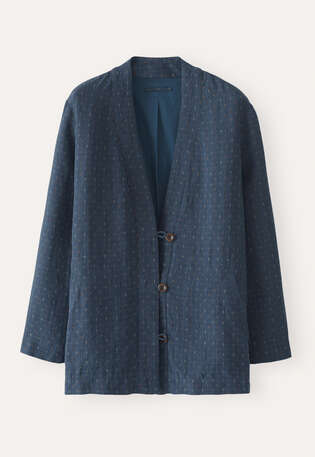Jacke mit Kreuzmuster, Dunkles Petrol, webstill