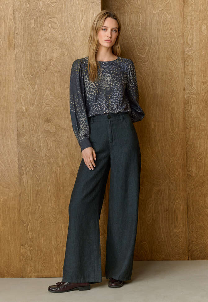 Weite Hose mit geradem Bein, Dunkles Petrol, completeTheLook