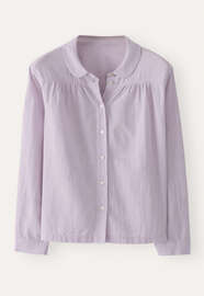 Bluse mit rundem Kragen, Lavendel, webstill
