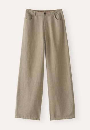Weite Hose mit geradem Bein, Taupe, webstill