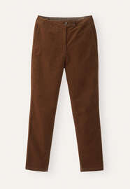 Schmal zulaufende Hose, Dunkles Toffee, webstill