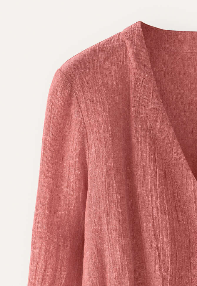 Bluse mit plissierter Taille, Korallenrosa, completeTheLook