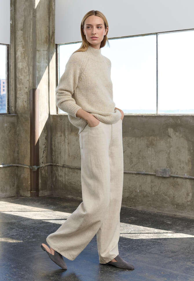 Raglanpullover mit Trichterkragen, Naturstein, completeTheLook