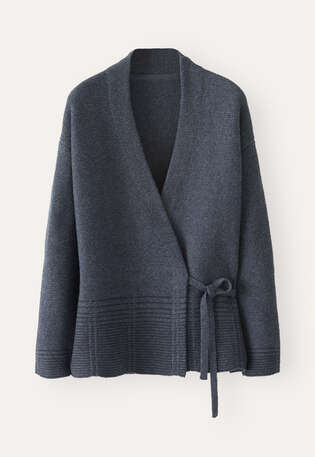 Kimono Cardigan im Karomuster, Dunkles Navy, webstill
