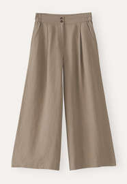 Weite, k&uuml;rzere Hose, Taupe-Braun, webstill