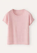 Kurz&auml;rmliger Pullover, Rosa meliert, webstill