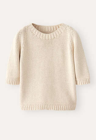 Kurz&auml;rmeliger Pullover, Natur, webstill