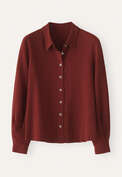 Bluse mit geschwungenen &Auml;rmeln, Granat, webstill