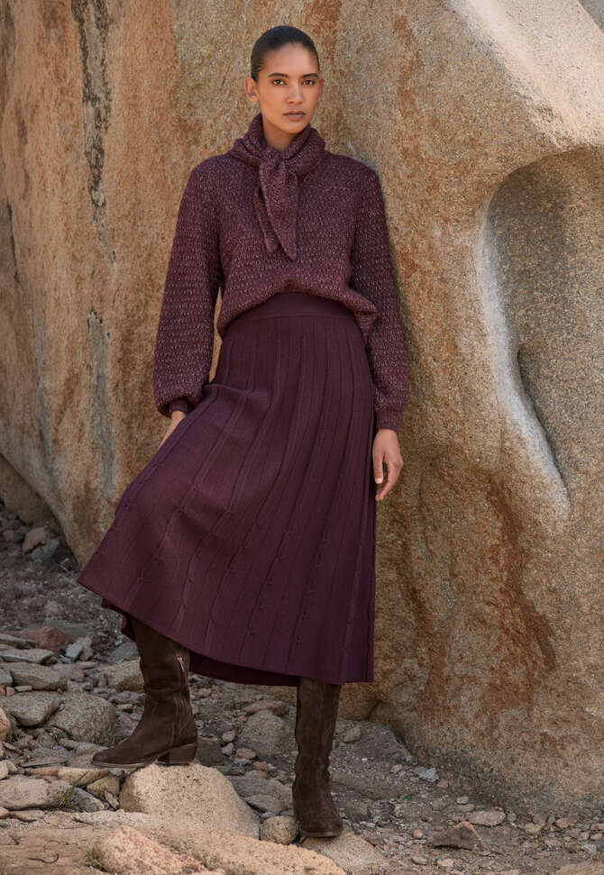 Rock im Fangmuster, Aubergine, completeTheLook