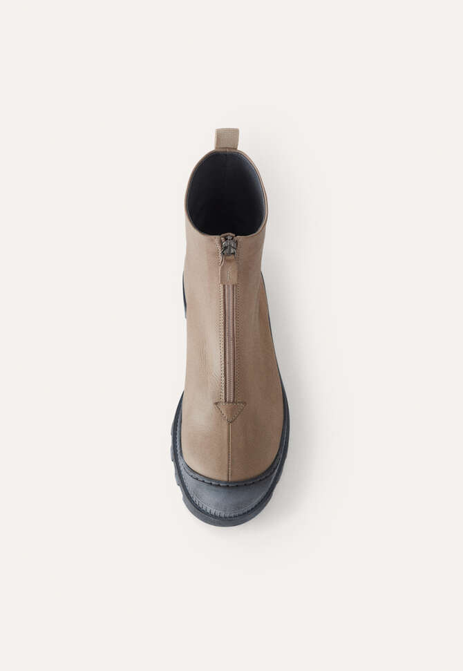 Stiefel mit Frontrei&szlig;verschluss, Taupe, completeTheLook