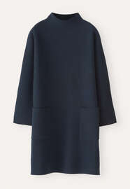 Kleid mit aufgesetzten Taschen, Tintenblau, webstill