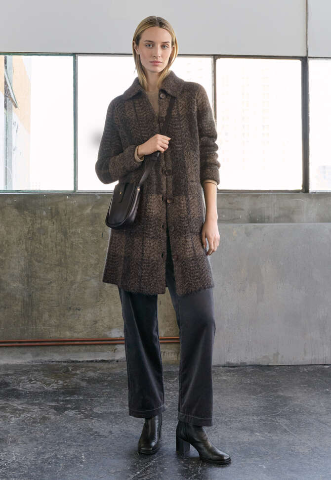 Karo-Strickmantel, Schwarz/Braun, completeTheLook