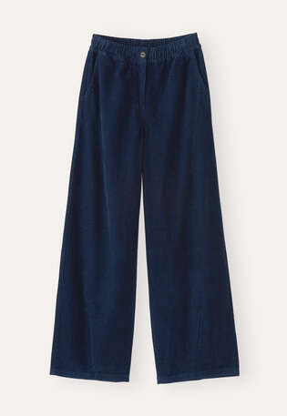 Cordhose mit Abn&auml;hern am Saum, Dunkles Petrol, webstill