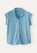 Fl&uuml;gel&auml;rmel-Bluse aus Jersey, Ozeanblau, webstill