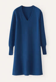 Kleid mit Peplum-Saum, Lapisblau, webstill