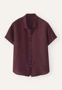 Bluse mit kurzen &Auml;rmeln, Marone, webstill
