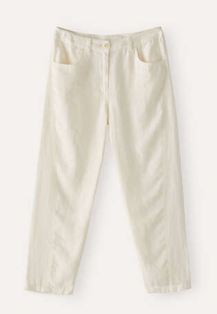 Hose mit geschwungenem Bein, Creme, webstill
