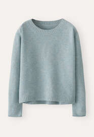 Pullover mit Rundhalsausschnitt, Zartes Denimblau, webstill