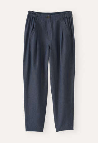 K&uuml;rzere, schmal zulaufende Hose, Mitternacht, webstill