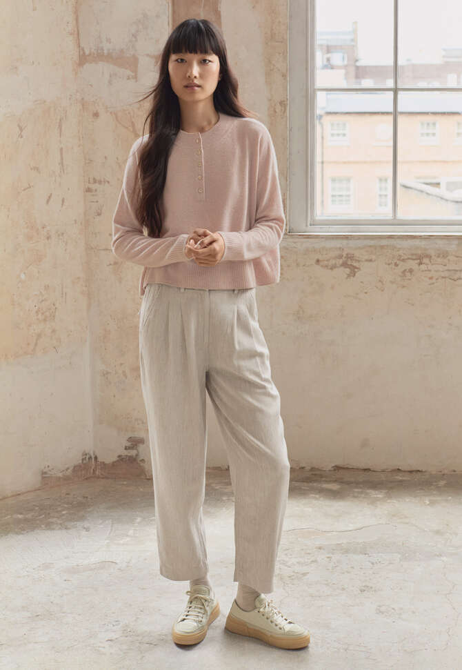Pullover mit Knopfleiste, Grauros&eacute;, completeTheLook