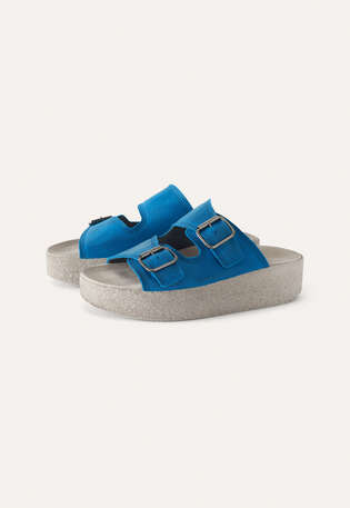 Sandalen mit klobiger Schnalle, K&ouml;nigsblau, webstill