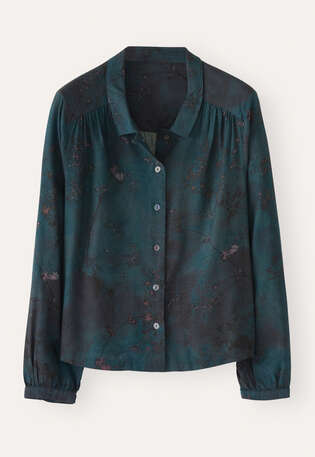Bluse mit Print, Petrol, webstill