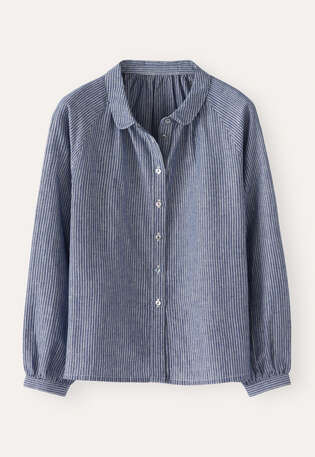 Gestreifte Bluse, Navyblau/Wei&szlig;, webstill