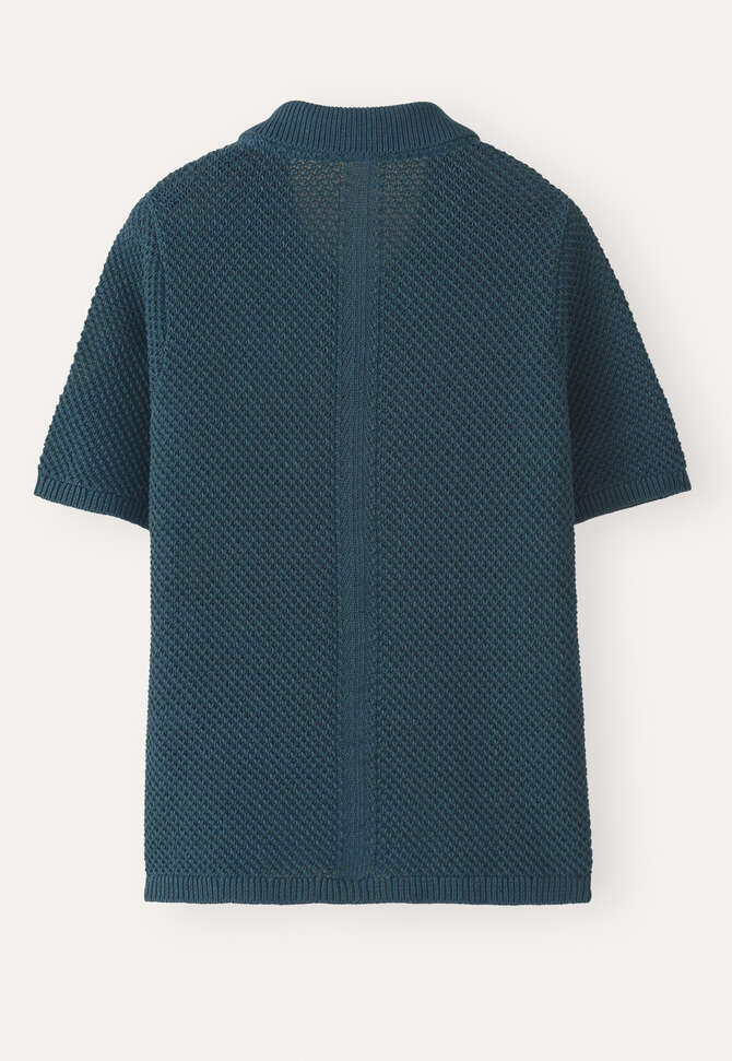 Cardigan mit Kragen im Perlmuster, Petrol, completeTheLook