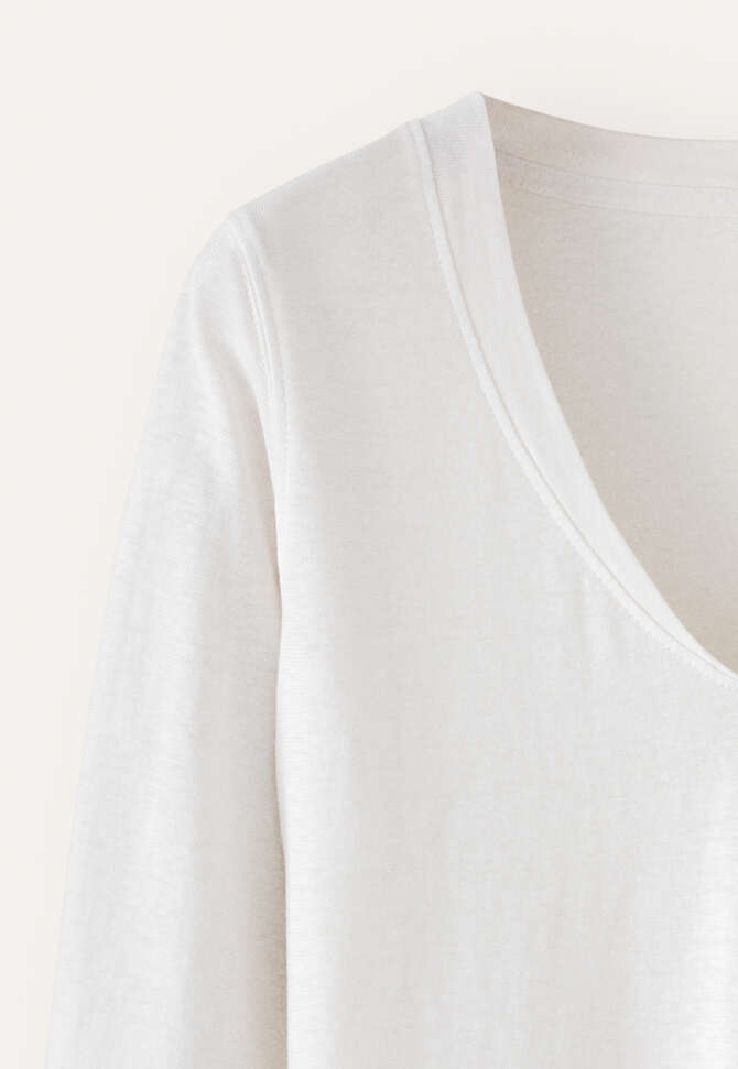 T-Shirt mit V-Ausschnitt, Wei&szlig;, completeTheLook