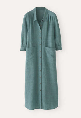 Kleid mit Faltendetail, Dunkles Aqua, webstill