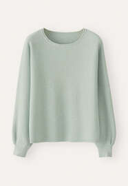 Perlmuster-Dolman-Pullover, Gewaschenes Aqua, webstill