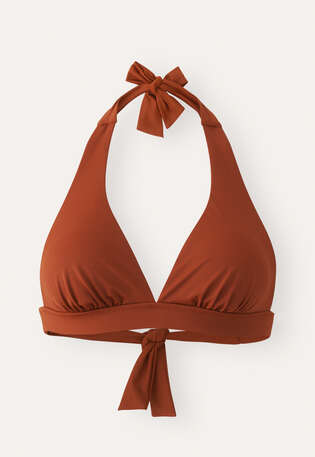 Neckholder-Bikini-Oberteil, Gebranntes Siena, webstill