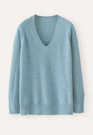 Pullover mit V-Ausschnitt, Aqua, webstill