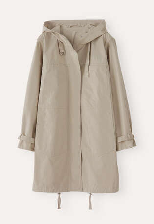 Kapuzenjacke, Steingrau, webstill