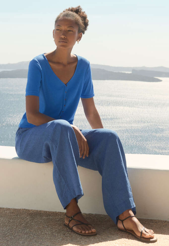 Hose mit glatter Front, Indigo, completeTheLook