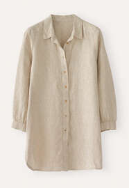 Bluse mit tiefen Seitenschlitzen, Natur, webstill