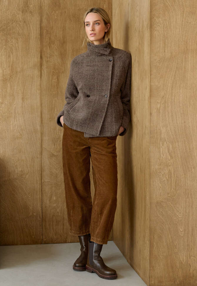 Karierte Jacke, Dunkles Taupe, completeTheLook