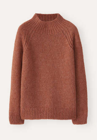 Raglanpullover mit Trichterkragen, Kupferorange, webstill