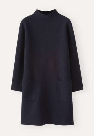 Kleid mit aufgesetzten Taschen, Blauschwarz, webstill