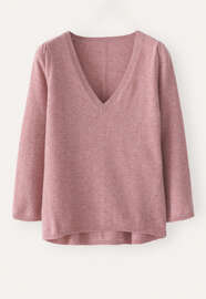 V-Ausschnitt-Pullover, Beerenrosa, webstill
