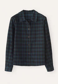 Karierte Bluse, Dunkelblau, webstill