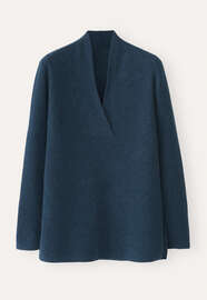 Pullover mit V-Ausschnitt, Baltic-Blau, webstill