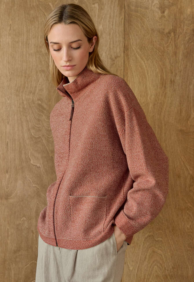 Rei&szlig;verschluss-Strickjacke, Kupfer/Rehbraun, completeTheLook