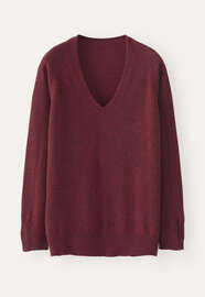 Pullover mit V-Ausschnitt, Cranberry, webstill