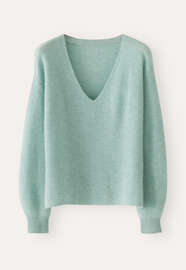 Pullover mit V-Ausschnitt, Zartes Jadegr&uuml;n, webstill